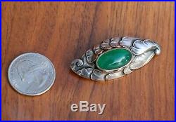 Antique Early Mark Georg Jensen Sterling Silver Green Chrysoprase Brooch #188