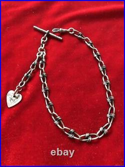 Antique English Sterling Silver T Bar Albert Infinity Watch Chain Necklace Mark