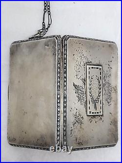 Antique Engraved Monogram CEB with garland Sterling Silver card case, Marked