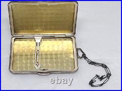 Antique Engraved Monogram CEB with garland Sterling Silver card case, Marked