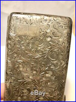 Antique Engraved Sterling Silver (marked 950) Cigarette Case No Monogram
