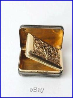 Antique Europe Gilt Sterling Silver Filigree Trinket Box Snuff Box Marked