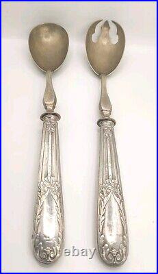 Antique French Napoleon III Sterling Silver Salad Serving Set. Marked