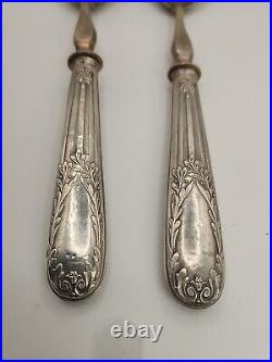 Antique French Napoleon III Sterling Silver Salad Serving Set. Marked