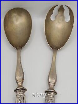 Antique French Napoleon III Sterling Silver Salad Serving Set. Marked