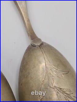 Antique French Napoleon III Sterling Silver Salad Serving Set. Marked