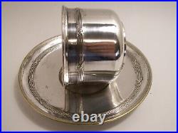 Antique French Sterling Silver Cup Saucer Set Paris Export Marked for sterling
