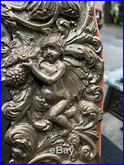 Antique Georgian Mirror Frame Sterling Silver Cherubs Angels Wood Signed Marked