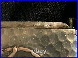 Antique Gorham sterling silver & other metals hand hammered match case marked