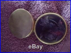 Antique/Guilloche Sterling Silver Enamel Purple Pansy Box Case Pill Jar Marked