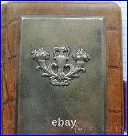 Antique Imperial Sterling Silver 84 Book note Russian Leather Mark Pad Engraved