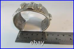 Antique Islamic Ethnic Tribal Moroccan Silver marked Ornate Cuff Bracelet heavy