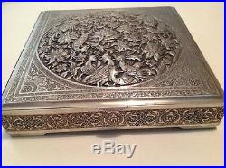 Antique Islamic Persian silver box 435 gram well 19th 1900 xix marked (m1153)