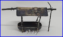 Antique Japanese Sterling Silver Roofed Boat by MUSASHIYA, marked, RARE