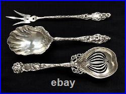 Antique Lily Sterling Silver Serving Pieces (3) Unknown American Makers Mark