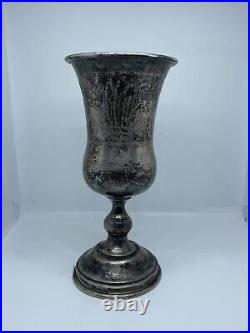 Antique Marked AG Sterling Silver Kiddush Cup Nicely Hand Etched 6in 115gr