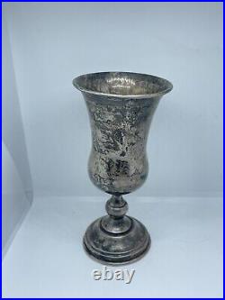Antique Marked AG Sterling Silver Kiddush Cup Nicely Hand Etched 6in 115gr