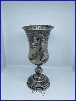 Antique Marked AG Sterling Silver Kiddush Cup Nicely Hand Etched 6in 115gr