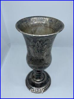 Antique Marked AG Sterling Silver Kiddush Cup Nicely Hand Etched 6in 115gr