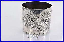 Antique Napkin Ring Sterling Silver Heavily Decorated Marked 112 Monogrammed