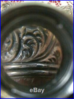Antique Ornate Marked Sterling Silver Handled & wood Walking Cane 33 3/4