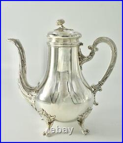 Antique Pot Tea Coffee Sterling silver 950 Harleux Charles Mark Legs Leaves Rose