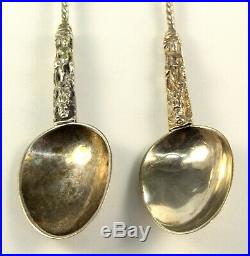 - Antique Rat Tail 17th/18th c. Pair Silver Apostle Spoons, Well MARKED