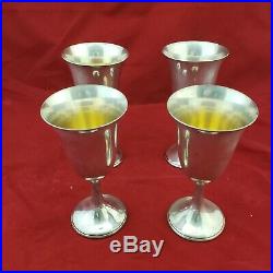 Antique Rogers Sterling Silver Set of 4 Water Goblets marked 210 50 / 2