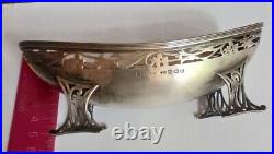 Antique Sauce Bowl Sterling Silver 84 Birmingham England Mark Legs Rare Old 19th