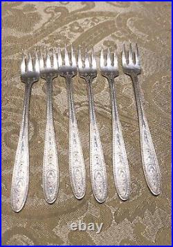 Antique Set Of 6 Marked Sterling Silver Elegant Horsd'oeuvre Forks