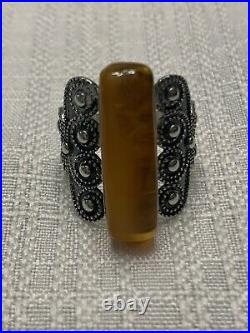 Antique Silver Marked 875 Amber Ring size 10.5 Soviet / Russia