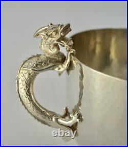Antique Sterling Silver 925 Cup Dragon United States Newbury Crafters Mark 20th