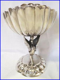 Antique Sterling Silver 925 & Maker's Mark Dragonfly Dragon Centerpiece Bowl