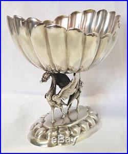 Antique Sterling Silver 925 & Maker's Mark Dragonfly Dragon Centerpiece Bowl