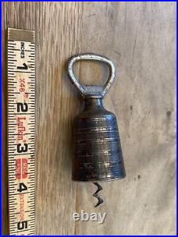 Antique Sterling Silver Bell Form Corkscrew Bottle Opener Marked Sterling