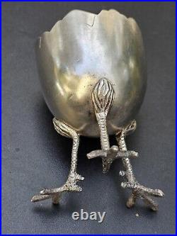 Antique Sterling Silver Chicken Feet Egg Cup Marked YENSON Silver 43G Rare Find