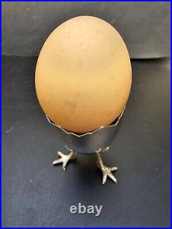 Antique Sterling Silver Chicken Feet Egg Cup Marked YENSON Silver 43G Rare Find