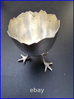 Antique Sterling Silver Chicken Feet Egg Cup Marked YENSON Silver 43G Rare Find