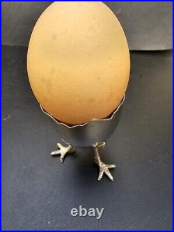 Antique Sterling Silver Chicken Feet Egg Cup Marked YENSON Silver 43G Rare Find