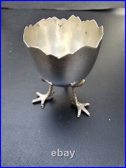 Antique Sterling Silver Chicken Feet Egg Cup Marked YENSON Silver 43G Rare Find