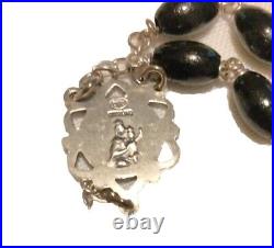 Antique Sterling Silver Cocoa Bead Rosary Mint Condition Marked D+C