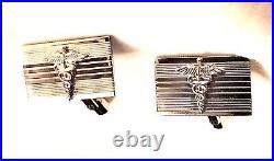 Antique Sterling Silver Cuff Links 925 Mid Century MOD Modern Signed Marked Vtg