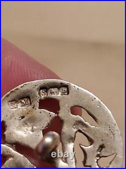 Antique Sterling Silver Flower Buttons (2) Marked