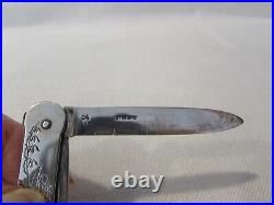 Antique Sterling Silver Folding Fruit Knife 1 Blade & Fruit Pick Marked 34R