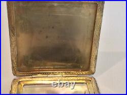 Antique Sterling Silver Guilloche Enamel Powder Compact Box, circa 1900, marked