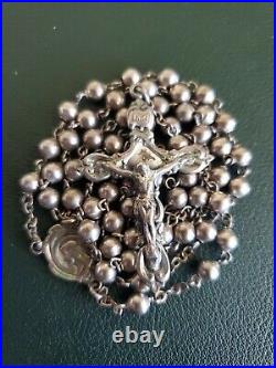 Antique Sterling Silver Large Rosary 21.2 Grams Marked Signed