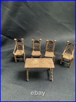 Antique Sterling Silver Miniatur Table & 4 chairs marked probably french
