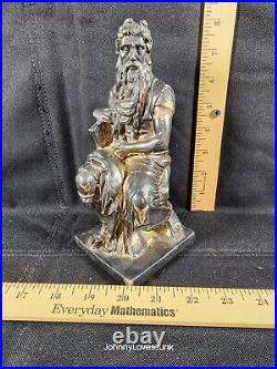 Antique Sterling Silver Moses Statue Holding Ten Commandments Marked/Tested+