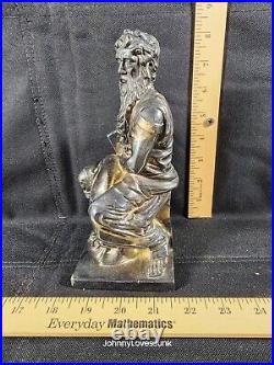 Antique Sterling Silver Moses Statue Holding Ten Commandments Marked/Tested+