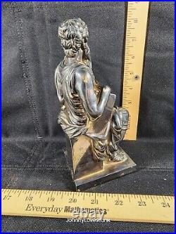 Antique Sterling Silver Moses Statue Holding Ten Commandments Marked/Tested+